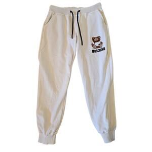 Moschino Teddy Bear Joggers White Sweatpants XL Embroidered Logo Lounge